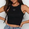 Débardeur d'été Femmes Tops Tees Crop Top Géométrique Couleur Naturelle Broderie Sexy Épaule Noir Débardeur Sans Manches Dos Nu Top Chemises De Luxe Designer Couleur Unie Gilet