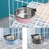 Feeding Pet Hanging Stationary Dog Cage Bowl Cat Stainless Steel Durable Crate Animal Drinker Food Water Feeder Puppy Feeding Dishes