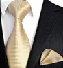 F15 Gold Yellow Silver kontrollerade Solid Mens Ties Slips 100 Silk Jacquard Woven Tie Set Handkieves Passar gåva för män 3147191
