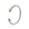 David Yurma Jewelry designer bracelet for women charm bracelet Round Head Open Bracelet 7mm Twisted Wire Fashion Versatile nail bracelet designer