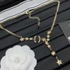 High Quality Gold Plated Star Pendant Necklace Charm Chain Fashion Women Copper Luxury Designer Double Letter Necklaces Choker Pendants Wedding Jewelry Love Gifts
