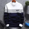 Männer Pullover Mode Männer Gestreiften Pullover Pullover Patchwork O Hals Gestrickte Top Bluse Herren Kleidung