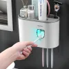 Holders Toothbrush Holder Automatic Toothpaste Dispenser Wall Mount Toothpaste Squeezer Storage Rack Organizer Bathroom Accessories