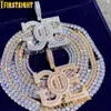 Iced Out Bling God Over Every Thing Pendant Halsband Silver Color AAA Zircon Letter Goe Charm Mens Hip Hop Jewelry 240226