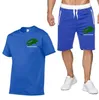 Nya mäns sommarsportset 2 / uppsättning av avslappnad kortärmad elastisk midja sport rep sport t-short shorts set