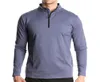 Men039s camisetas homens correndo secagem rápida manga longa outono inverno roupas com zíper meia gola alta cor sólida respirável athlet1752372