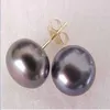 Orecchini a bottone con perle nere di Tahiti da 8-9 mm scatola in ORO 14k222v