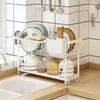 Kitchen Storage HOOKI Drain Rack Bowl Pan Double Sink Side Shelf Kitchenware Organizer Pantry Dish Drying