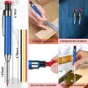 Markers Metal Solid Carpenter Pencils Deep Hole Marker Pen With Refill Leads Marking Tool Woodworking Deep Hole Metal Mechanical Pencil