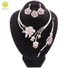 Nigeria Classic Jewelry Set Elegant Bride Wedding Flower Shape Halsbandörhängen Armband Ring Set för Dubai Women 240220