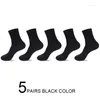 Chaussettes pour hommes 10 pcs 5 paires hommes décontracté coton long respirant couleur unie noir blanc homme d'affaires