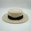 Boinas 202409-pan-beige Grace Winter Avena Color Lana Fieltro Gran Bretaña Cinta clásica Fedoras Cap Hombres Mujeres Ocio Panamá Jazz Sombrero