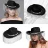 Bérets Femmes Strass Cowgirl Cowboy Chapeau Large Bord Diamant Glitter Western Cosplay