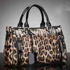 Borse da sera Motingsome Retro Leopard Print Donna Bagf Borse a tracolla di lusso in vera pelle e portamonete Borsa grande Boston 2024 Inverno