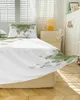 Jupe de lit dégradé Floral vert, couvre-lit élastique avec taies d'oreiller, housse de matelas, ensemble de literie, drap