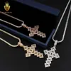 Passa il tester del diamante Gioielli Moissanite 3 file Baguette Hip Hop Ciondolo croce cava grande tono argento sterling da uomo