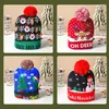 Berets Creative Flashing Led Light Christmas Hat Snowman Winter Warm Color Knitted Cap For Kids Adults Xmas Ornaments Party Supplies