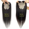 Bruin Menselijk haar Topper met pony aan de zijkant voor vrouwen Overlays Huidbasis Toupetje 5X5 inch Hoofdhuid Top 4D Fringe Clip In Haarstukjes 240222