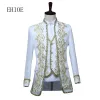 Costumes Ehioe hommes 3 pièces costume médiéval brodé veste gilet pantalon cour royale hommes costume de mariage européen rétro cour robe Costumes