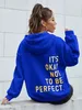 C'est correct de ne pas être parfait Art Design à capuche femme rue vêtements de sport décontractés Hip Hop automne sweat à capuche poche vêtements confortables 240226