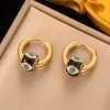 14K Geel Goud Turkse Evil Eye Ball Hoop Earring For Women Girl Fashion Email Earrings Party Sieraden Gift