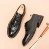 Dress Shoes Luxury Men Brogue Suit Casual Formal Business Leather Brown Wedding Italian Banquet Shoe Size 46