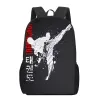 Tassen Kung Fu Taekwondo School Tassen 3D Gedrukte boektas 16 inch rugzak voor tienermeisjes Kindergarten Backpack Children Book Bag