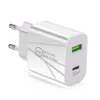 QC3.0 PD chargeurs 20W 18W 12W 2.4A Eu US AC voyage à domicile USB C chargeur mural PD chargeurs adaptateur pour Iphone huawei Samsung htc téléphone Android chargeur rapide