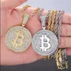 Pendant Necklaces New Punk Hiphop Golden Rose Gold Silver Color Bitcoin Shape Metal for Men Women Friends Jewelry Gift 230613