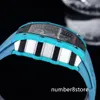 RM21-02 Tourbillon Aerodyne Montre Homme Bleu Noir Carbone Mouvement Automatique 28800vph Saphir Cristal Montre-Bracelet De Luxe 8 Couleurs