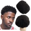 Substituição de cabelo humano virgem brasileiro onda de 2mm cor preta natural 1 # peruca completa pu para blackman