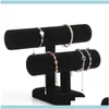 Banner Stand Bijoux Stand Emballage 2 Couche Veet Bracelet Collier Affichage Angle Support de Montre T-Bar Multi-Style en Option Wfxxf Dr251H