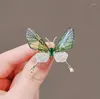 Brooches Purple CZ Butterfly Pins For Women Green Crystal Insect Badge Trendy Jewelry Gifts