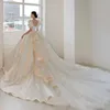 Elegant Satin Wedding Dress Sheer Square Neck Cap Sleeves 2024 New Lace Appliqus Beaded Pageant Bridal Gowns Beach Arabic Plus Size Custom Made Boho Robe De