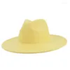 Bérets homme mode Fedora chapeau pour femmes polyvalent Panama 10 cm bord haut daim velours Jazz dame Gentleman à large bord