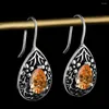 Dangle Earrings S925 Sterling Silver Pear-shaped Zircon For Women Retro Wedding Engagement Party Fine Jewelry