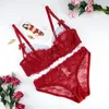 BRAS SETS VARSBABY SEXY MRAD RED COL COAL LACE BH SET HALF CUP BETABLE Underkläder plus storlek