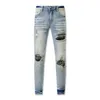 Classico ricamo stampato jeans da uomo firmati moto buco denim di lusso moda uomo street wear uomo pantaloni firmati jeans da donna