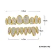Colorful Gold Silver Rose Gold CZ Vampire Teeth Grillz Iced Out Micro Pave Cubic Zircon 8 Tooth Hip Hop Grill Top Bottom Grillz Teeth Set with Silicon Molding Bar