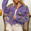 Cappotto di velluto a coste floreale Donna Mardi Gras Primavera Autunno Cardigan Ropa Paillettes Punk gotico Bomber Giacca a vento Y2k Giacche 240221