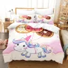 uppsättningar 3D -tecknad söt sängkläder täcke täcke set i full storlek tröstare set rosa prinsessan enhörning hem säng täckning set för barn sängkläder
