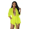 Kadınların izleri Haoohu 2024 İlkbahar Yaz Kentsel Moda Boş Zamanı Dört Yönlü Elastik Hardigan Ceket Şortu İki Parçalı Takım Soyar Renk