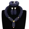 Dudo Bridal Jewelry Set African Crystal Handmade Choker Necklace Set Bold Design in Dark Blue or Custom Color Free Ship