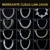 Aangepaste Gold vvs Cubaanse Link Moissanite Chain Pass Diamond Tester Ronde Briljant Geslepen 925 Zilveren Fijne Armband Sieraden