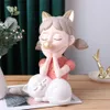 Andra heminredning heminredning Artwarelisa Girl Piggy Bankliving Room Figur SculptureBeautiful gåvor till vänner och barn Q240229