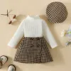 Sets Mababy 6m3y NOUVEAU-né enfant bébé filles de vêtements de vêtements en tricot à manches longues chutes tops jupes à carreaux