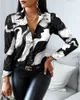 Женские блузки, осенне-зимняя рубашка на пуговицах с длинными рукавами и v-образным вырезом в стиле ретро, элегантная офисная женская блузка, женские топы S-3XL