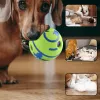 Brinquedos 14cm wobble wag giggle bola silicone saltando brinquedo interativo do cão filhote de cachorro mastigar sons engraçados cão jogar bola treinamento esporte brinquedos para animais de estimação