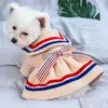 Vestuário para cães Petcírculo Roupas de filhote de cachorro japonês listrado vestido de estudante pet gato caber pequeno toda a temporada traje bonito saia de pano