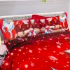 Defina novo Conjunto de cama de tamanho King Happy Christmas King 3 PCs Impressão reativa Red Floco de neve Rena